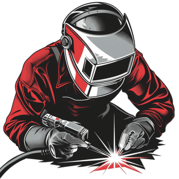 pngtree welder working with weld helmet in badge design style png image 13111085